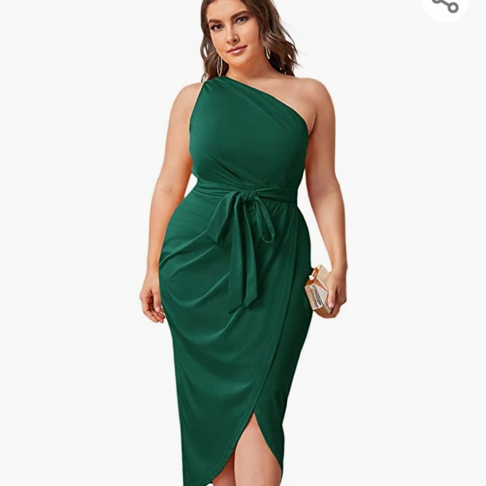 Green One Shoulder Party Dress NWOT - Picture 1 of 6